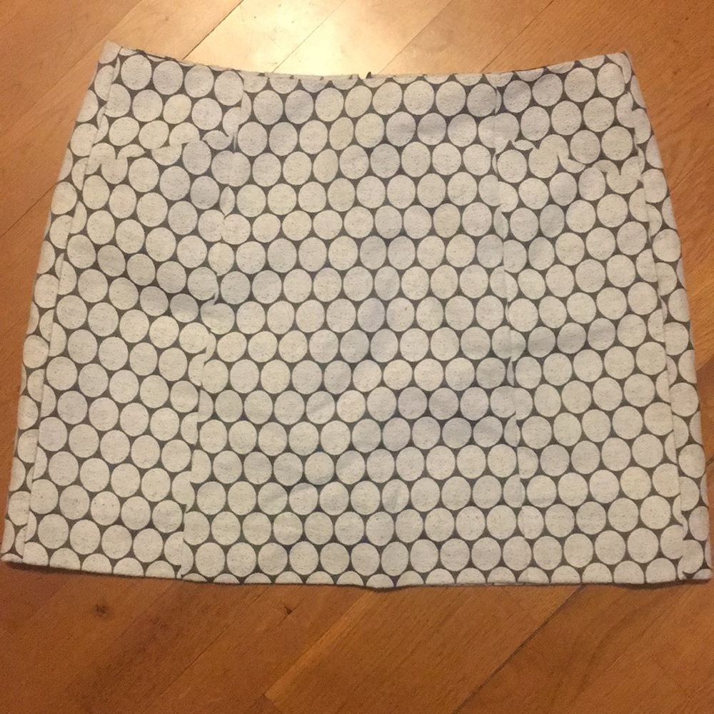 J Crew White & Grey Polka Dot Mini